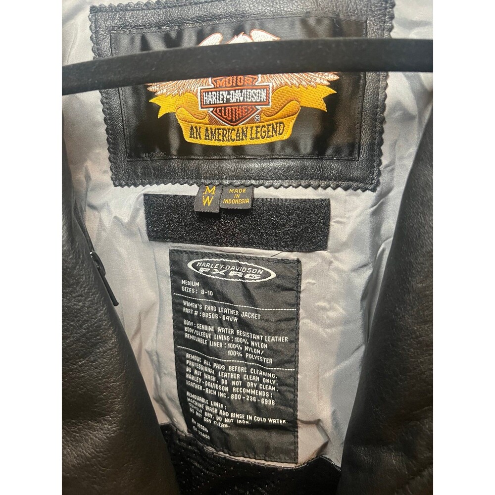 Harley Davidson FXRG Heavyweight Leather Padded Jacket Black Coat Women’s M - Picture 2 of 7